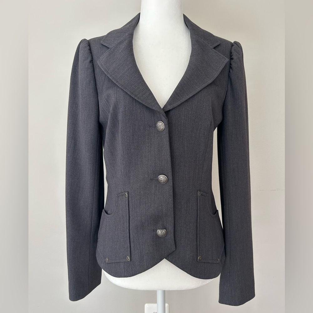 ATELIER Elegant Gray Women's Fitted Cropped Blazer Sz 2 to 4
